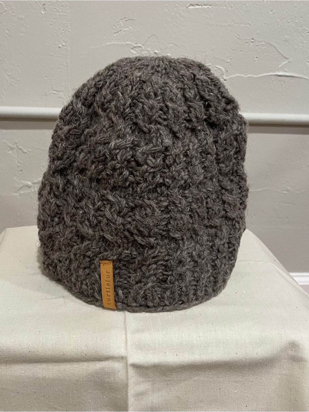 Turtlefur Gray/Brown Cableknit Beanie - Women's Winter Hat
